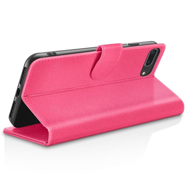 Plånboksfodral - ZANAÉ - iPhone 8 Plus / 7 Plus - Fuchsia - Antiglid - Videostöd Ros