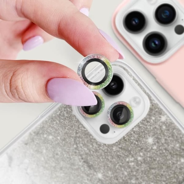 Kamerafilmi iPhone 14 Pro / 14 Pro Max Karkaistu lasi Monivärinen kimalteleva ääriviiva Flerfärgad