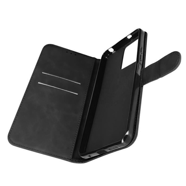Musta keinonahkainen lompakkokotelo Xiaomi Redmi Note 12:lle - AVIZAR - Butterfly Design Svart