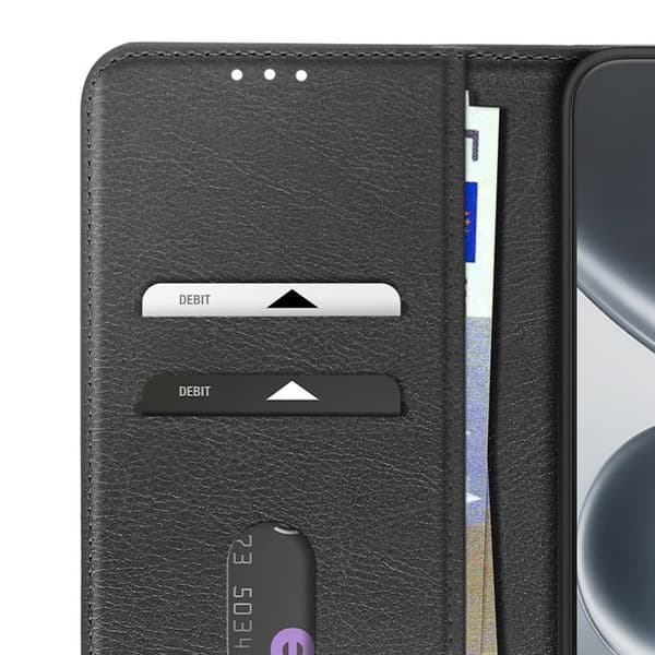 Pungetui til Redmi Note 15 Pro 5G Chesterfield Grainet Standfunktion Sort Svart