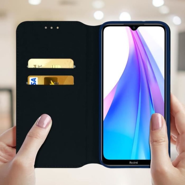 Housse - AVIZAR - Xiaomi Redmi Note 8T - Øko-læder - Stativfunktion - Blå Blå