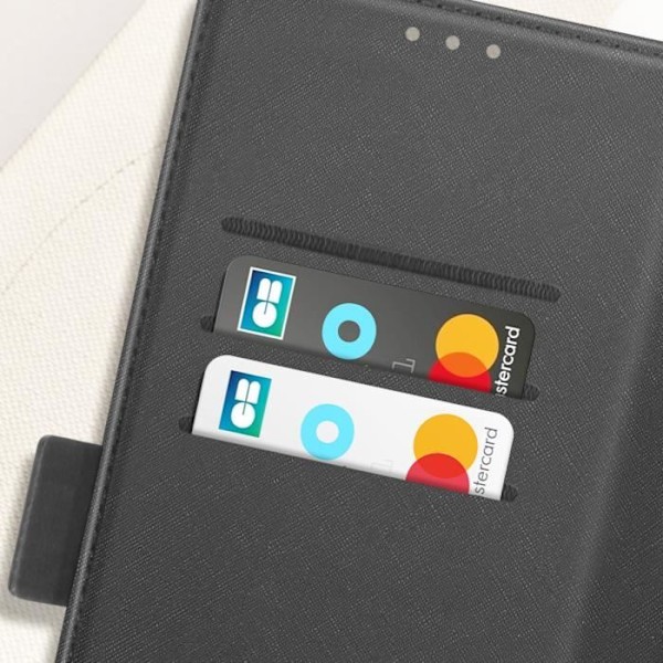 Etui för Xiaomi 14T Saffiano Läder Cardholder och Videostativ 3mk Svart Svart