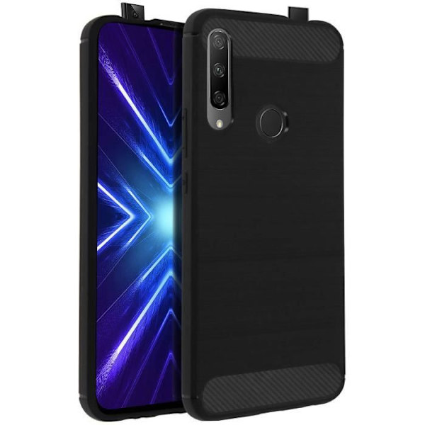 Bakkåpa - Huawei - P Smart Z / Honor 9X - Silikongel - Børstet metall effekt - Svart Svart
