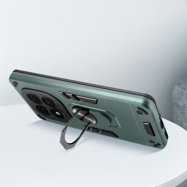Cover til Redmi Note 14 Pro/Pro Plus - Lys Grøn - Stødresistent - 360° Rotationsring - To-materiale Grön