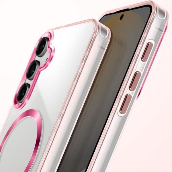 MagSafe-kuori Samsung Galaxy S24:lle ja S25:lle, vaaleanpunainen kristalliselkä Rosa