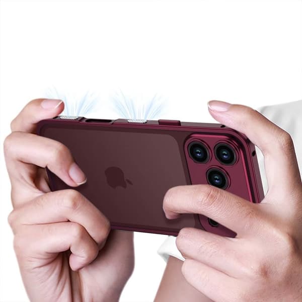 Skydd Design för iPhone 18 Pro Max Stötsäker med Inbyggt Kameraskydd Bordeaux Röd