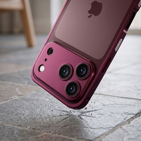 Skydd Design för iPhone 18 Pro Max Stötsäker med Inbyggt Kameraskydd Bordeaux Röd