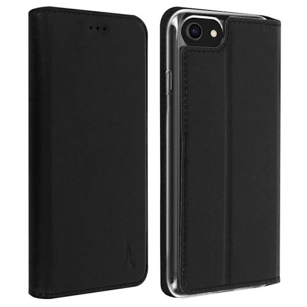 Hus för iPhone SE 2020 / 8 / 7 - AKASHI - Flipfodral - Ekoskinn - Videostöd - Svart Svart