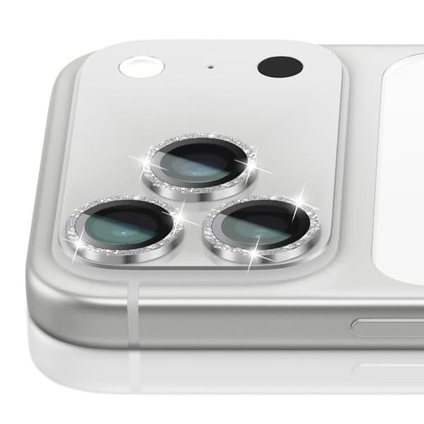 Beskyttelseskamera til iPhone 17 Pro med glitrende hærdet glas, Zanaé Sølv Grå