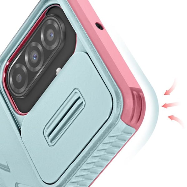 Coque för Samsung Galaxy A26 med ringstöd och kameralock i Blå / Rosa Blå/rosa