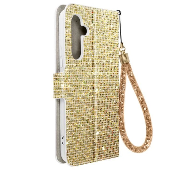 Fodral till Samsung Galaxy A54 5G Glitter Disco Plånboksställ Video Guld