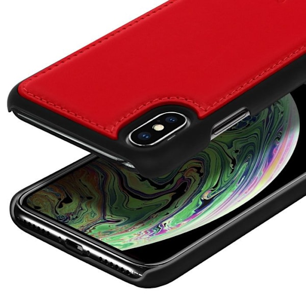 Coque Apple iPhone X / XS Hård Skydd Äkta Läder Akashi Röd Röd