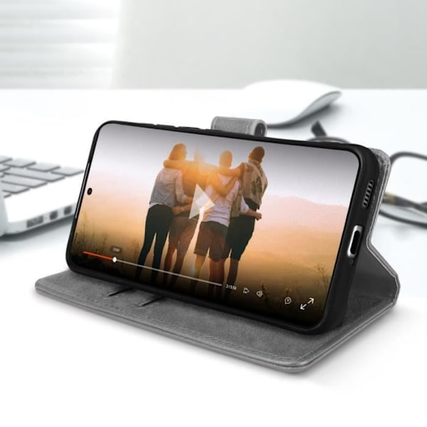 Samsung Galaxy S22 Fodral - AVIZAR - Plånboksfodral - Stativfunktion - Grå grå