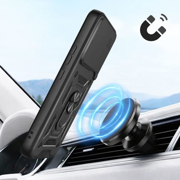 Coque Ring til Redmi Note 15 Pro Plus 4G med Skydelåg til Kamera Mayaxess Sort Svart