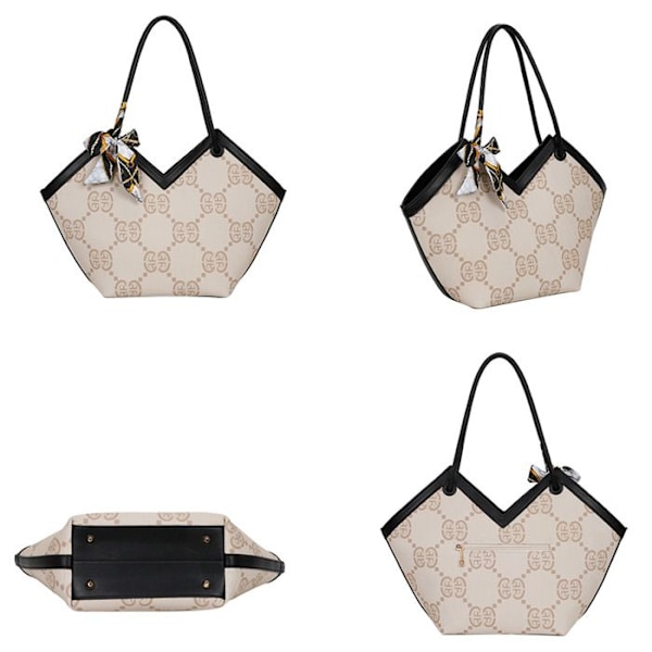 Beige Gallantry Sateen Huiviin Koristeltu Naisten Printtikäsiöskkäs. Beige
