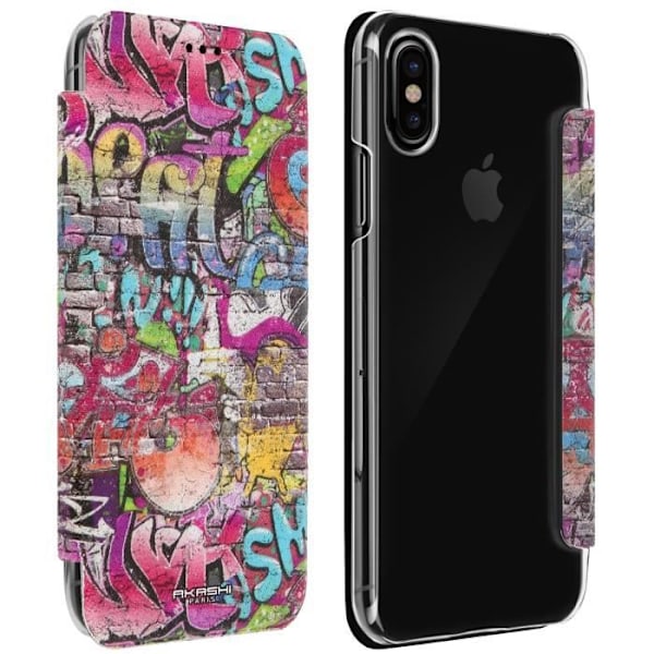 iPhone X-fodral - Akashi - Graffiti - Ekoskinn - Flerfärgad - Mjuk Flerfärgad