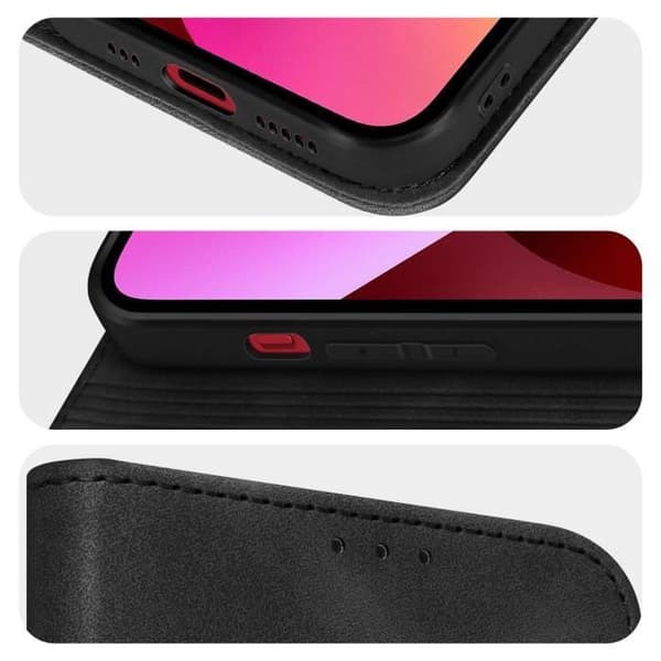 Housse iPhone 13 - Forcell - Tender Book - Daim Effekt - Sort - Pung Video Støtte Svart