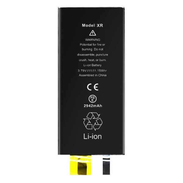 Batteri Utan BMS för iPhone XR Kapacitet 2942mAh Svart
