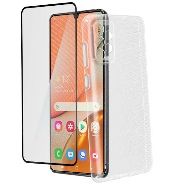 Cover og beskyttelsesfilm - Samsung - Galaxy A72 - Fleksibel - 9H hærdet glas - Sort Svart