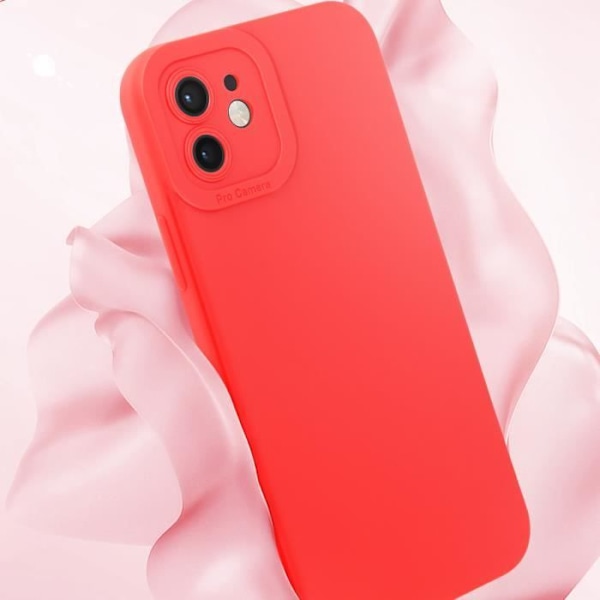 Suojakuori iPhone 12:lle Silicone Matt Camera Protection Red Röd