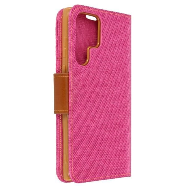Fodral - AVIZAR - Galaxy S22 Ultra - Tygöverdrag i denimeffekt - Canvas Collection - Rosa Rosa