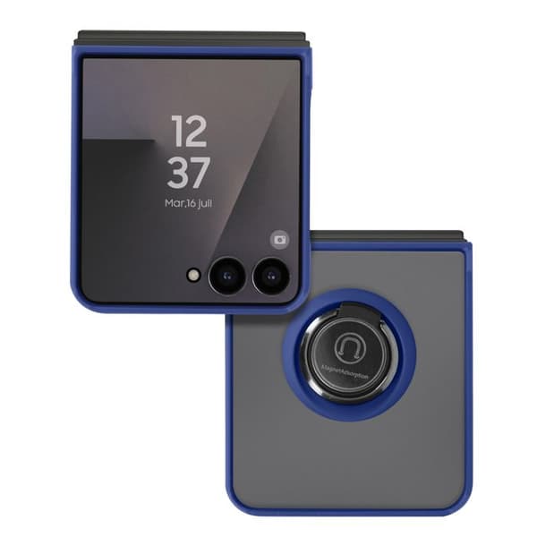Coque Ring - AVIZAR - Samsung Galaxy Z Flip 7 - Foldbar - Blå - Rotérbar Magnetisk Ring Blå