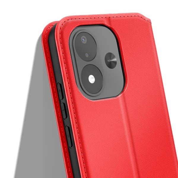 Fodral med lock för Redmi Note 17 Ställfunktion Classic Edition Röd Röd