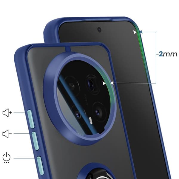 Cover til Honor Magic 8 Pro med ringstøtte og magnetisk fastgørelse i blå Blå