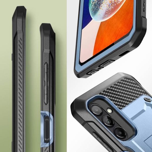 Blå taske til Samsung A14 5G stødsikker støttebælteclips, Supcase Blå