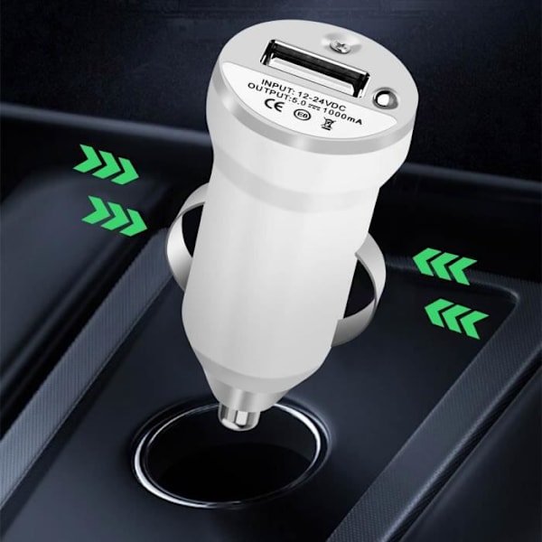 Laddare Bil Cigarettändare AVIZAR - Universell - Vit - USB-port - LED Vit