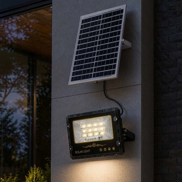 LED Projektor 10W Udendørs 9000K med 10W Solpanel Sort Svart