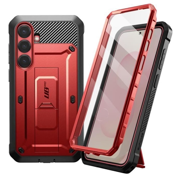Kokonainen Kuori Samsung Galaxy S25 Plus Iskunkestävä Jalustatuki Supcase Punainen Röd