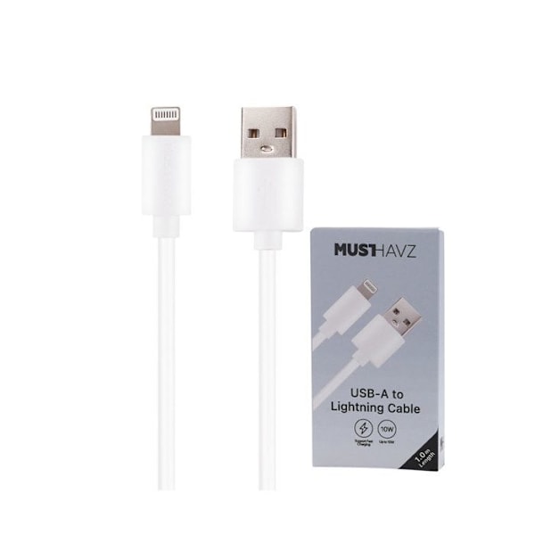 Cabel Lightning til USB 10W Opladning og Synchronisering 1m Grab 'N Go Hvid