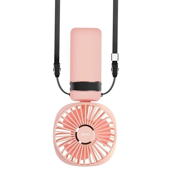 Mini Bärbar Fläkt Justerbar 90° LED Display Rund Design LinQ Powder Pink