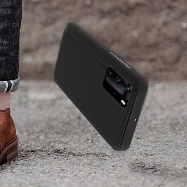 Foliofodral - AVIZAR - Huawei P40 Pro - Hårt skydd - Genomskinligt fönster - Unisex Svart
