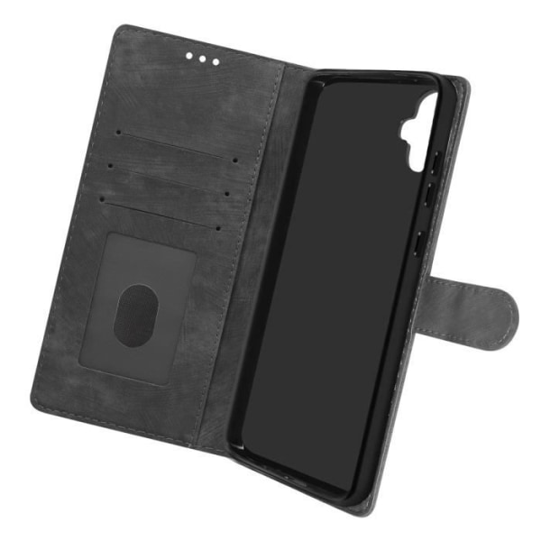 Fodral till Samsung Galaxy A05 Handledsrem med borstad effekt i konstläder Svart Svart