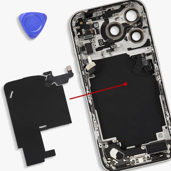 NFC Antenne Nappe til iPhone 17 Pro med Qi Opladningsspole / Sort Flash Kabel / Guld Svart