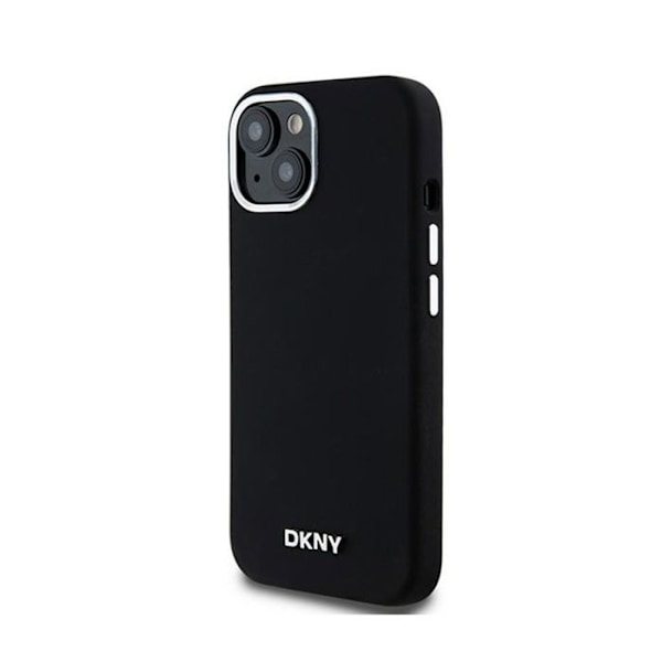 DKNY Liquid Silicone Small Metal Logo MagSafe - kotelo iPhonelle 15/14/13 (musta)