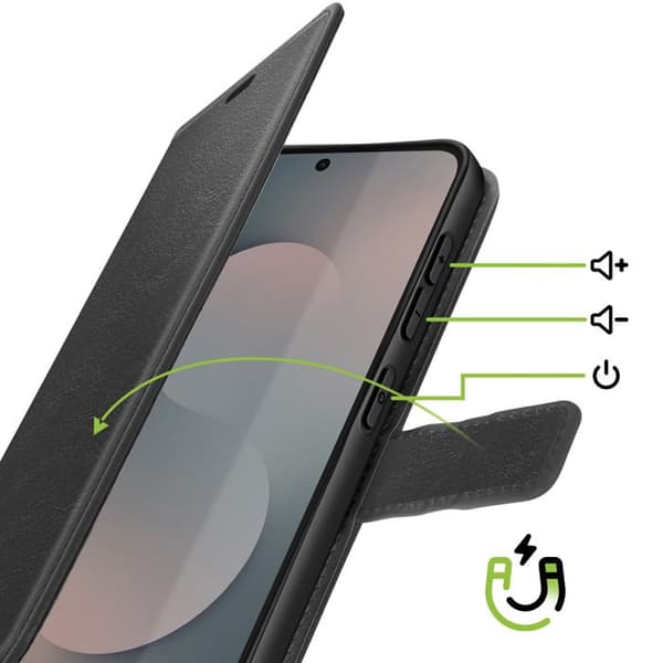 Pungetui til Galaxy S25 FE med håndledsrem og standfunktion Mayaxess Sort Svart