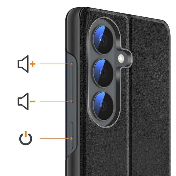 Flip Cover til Galaxy S26 Plus Bi-Materiale Design med Støttefunktion Sort Svart