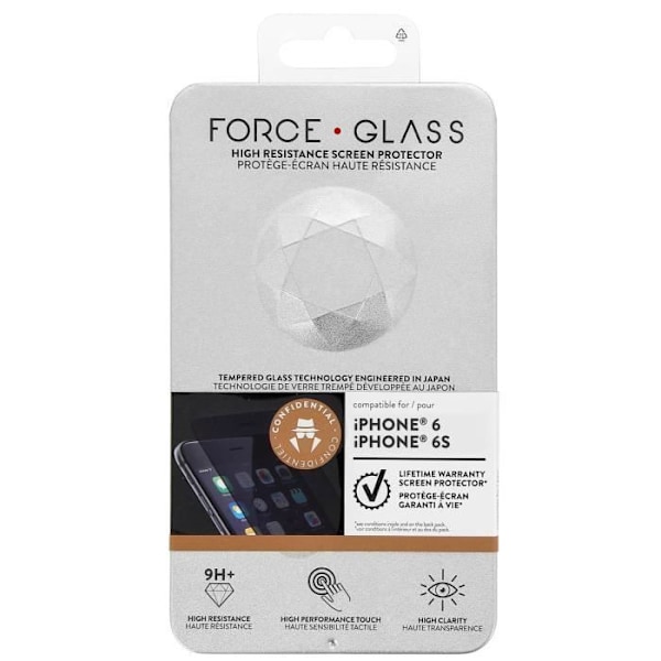 Anti-spion hærdet glasfilm Apple iPhone 6 og 6s - Force Glass