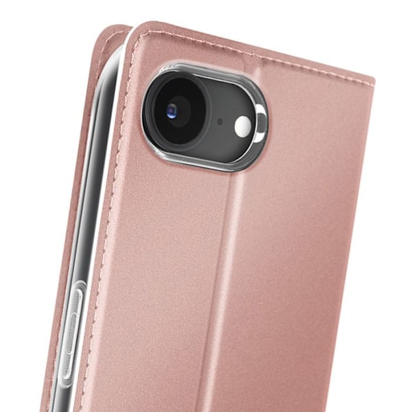 Étui för iPhone 16e Satineffekt Kortficka Stöd För Video Dux Ducis Roséguld Rosa