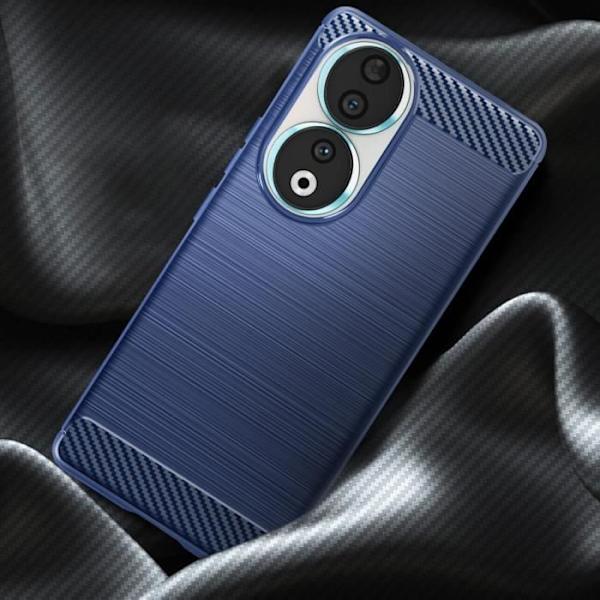 Telefonetui - AVIZAR - Honor 90 - Stift - Stødabsorberende - Design i Mørkeblå Kulstof Blå
