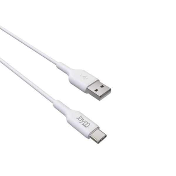 Laddnings- och datasynkroniseringskabel USB till Type-C 2.4A 2M Jaym Vit Vit