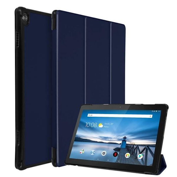 Fodral - Lenovo - Smart Tab M10 10.1 - Tunn Design - Videostöd - Tangentbord - Mörkblå Midnattsblå