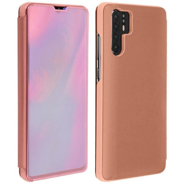 Huawei P30 Pro Case Mirror Case Läpinäkyvä Flip Stand Video Rose Gold Pink