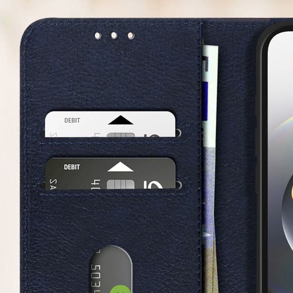 Plånboksfodral för iPhone 17:e serien Chesterfield Grainé Ställfunktion Mörkblå Blå
