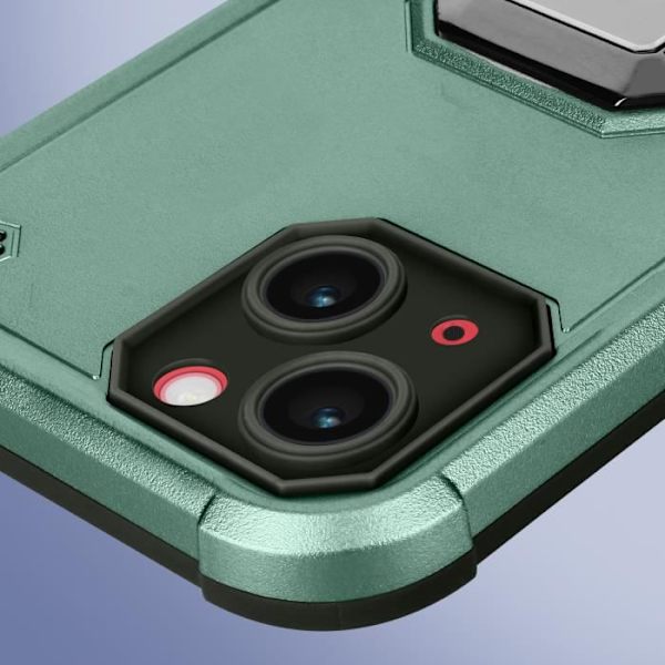 iPhone 14 iskunkestävä hybridikotelo, jossa on vihreä magneettirengaspidike Grön