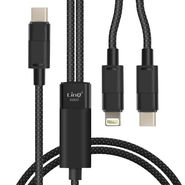 Laddnings- och synkroniseringskabel - LINQ - USB-C till Lightning - 60W - 1,2 m - Svart Svart