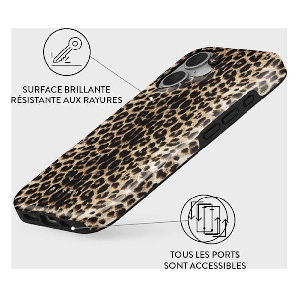 Coque til iPhone 16 MagSafe Tough Antichoks Model Player Burga Leopard kastanj